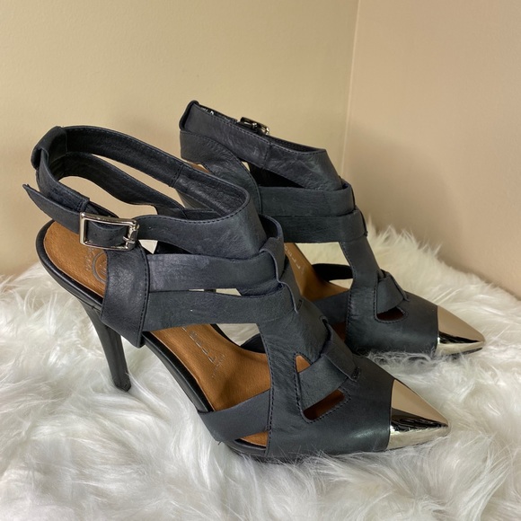 JEFFREY CAMPBELL BLACK -SILVER LEATHER BOOTIE PUMP - Picture 4 of 8